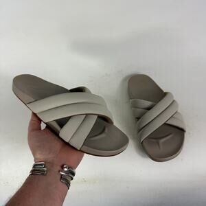 Olukai Hila Puffy Slide Sandals Women's 7 Cloudy Criss-Cross Strap Comfort